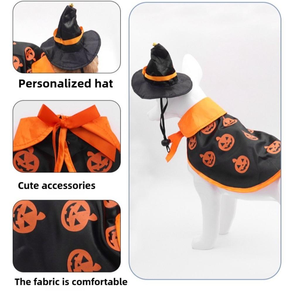 Pet Cloak Hat Halloween Festival Dress Up  Funny Pumpkin Hat Cloak Cat Dog Clothes Small Medium Sized Dog Pet Holiday Supplies