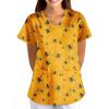 Women's Halloween Printed Loose V-Neck Pocket Short SleevUniform  Uniform