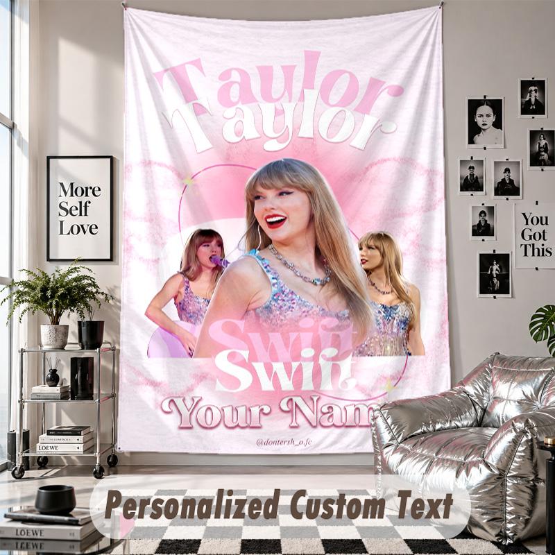 Wall Hanging Tapestry With Custom Name & Text, Taylor Swift Decorative Tapestry For Bedroom