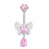 Zircon Belly Button Rings Stainless Steel Butterfly Heart Navel Piercing Shiny  Belly Ring For Women Body Jewelry