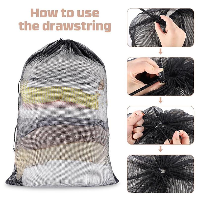 Large Size Laundry Mesh Bag Solid Color Drawstring Laundry Bag Anti-Snagging Anti-Deformation Mesh Clothes Washing Bag 60X90Cm