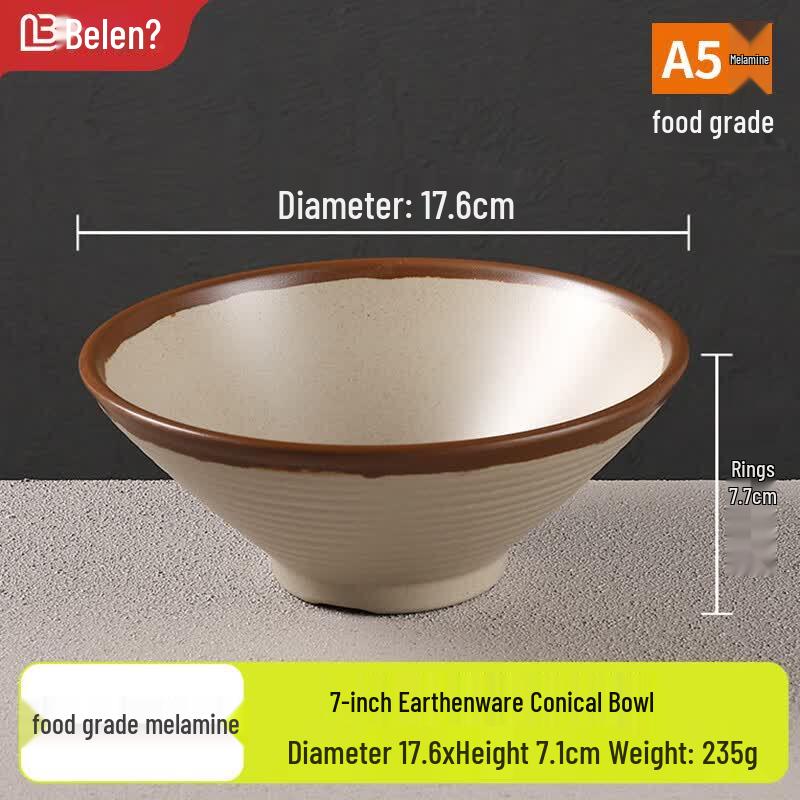 Baleine Retro Terracotta Melamine Noodle and Soup Bowl