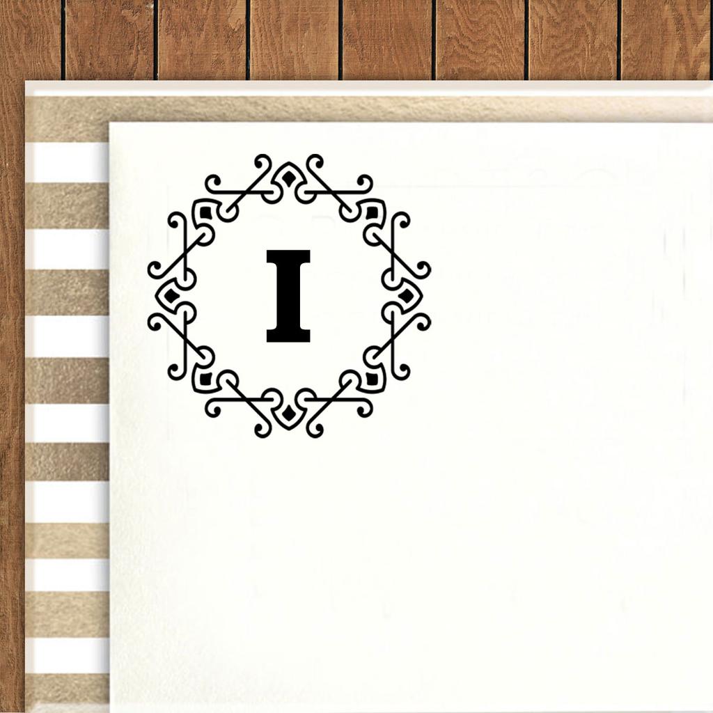 Printtoo Alphabet I Monogram Octagon Celtic Swirl Frame Self Inking Rubber Stamp Office