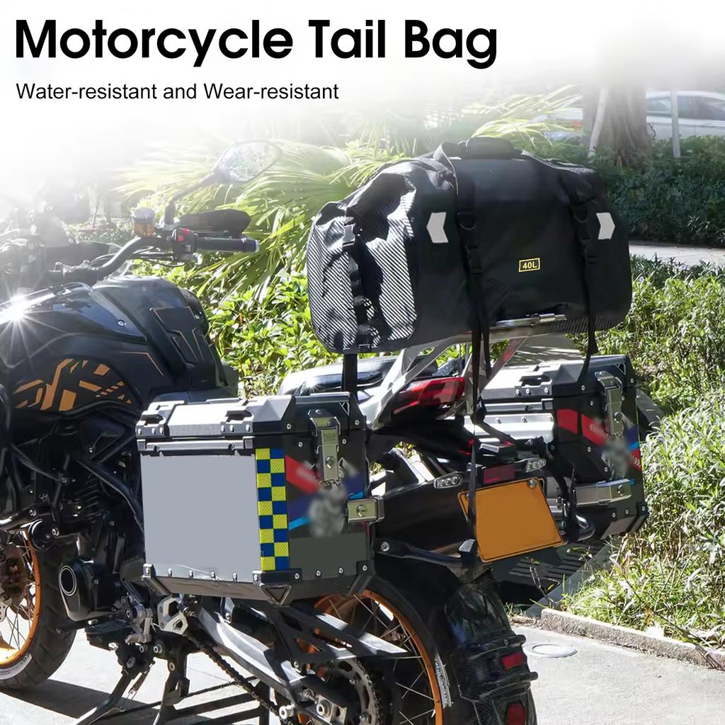 Motorcycle Rear Seat Bag, Reflective Tail Bag with Large Storage Space, Water Resistant Motorcycle Luggage Pack for