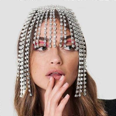 Stonefans Bellissimo Lungo Accessorio per Capelli con Frange Catena per Capelli con Strass Fascia Bling Cappello da Sposa Donna Catena per Capelli Vuota in Cristallo GioielliZZ50