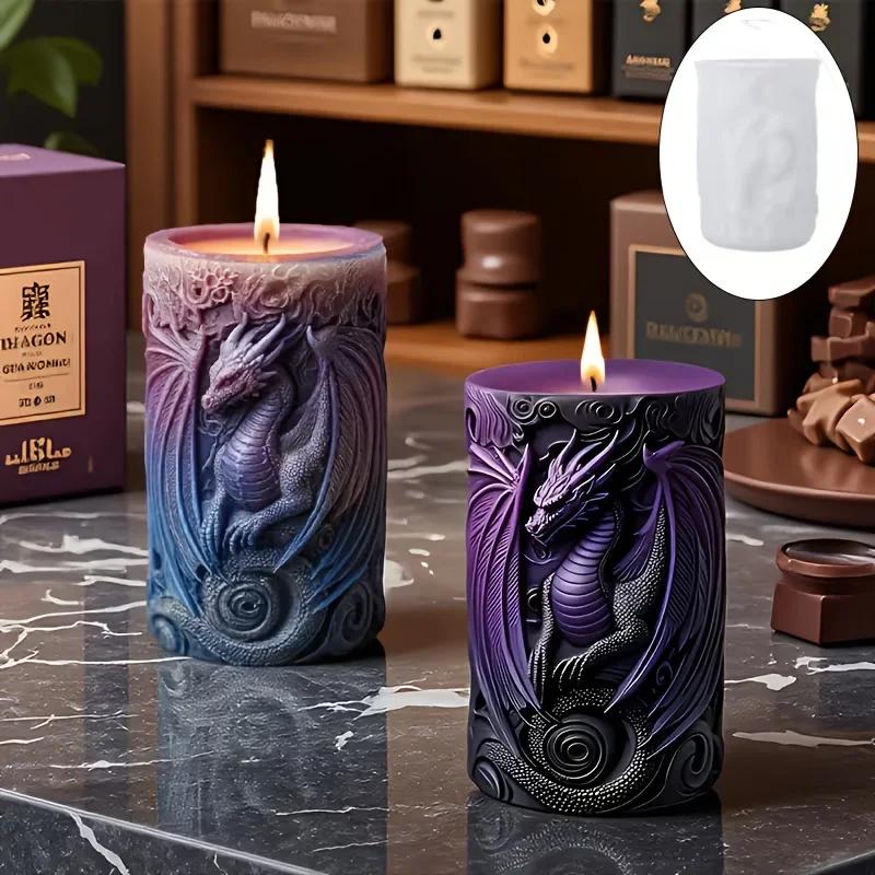 Dragon-Shaped Candle Mold 3D Embossed Design with Intricate Scale Wings Reusable Silicone for Creative Candle Making 2026 Latest
