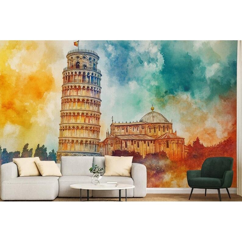 Leaning Tower of Pisa tapestry 75x100 чёрный