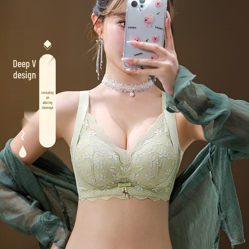 Luxuriöser Damen-Bügelloser Spitzen-BH mit Seitenstütze und Anti-Hänge-Funktion