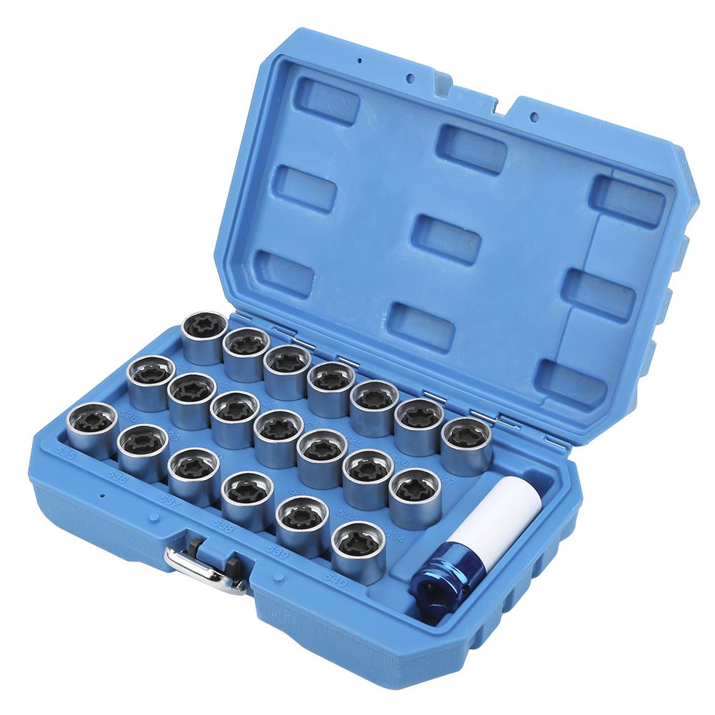 Buy 21Pcs/Set Wheel Locking Lug Nut Key Set Remover Installation Anti
