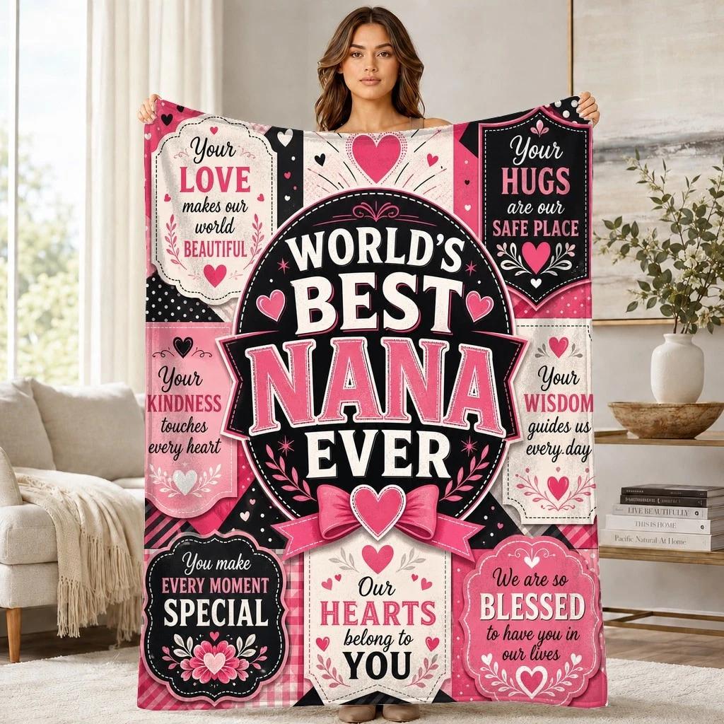 World's Best Nana Ever Coral Fleece Blanket Grandmother Quote
