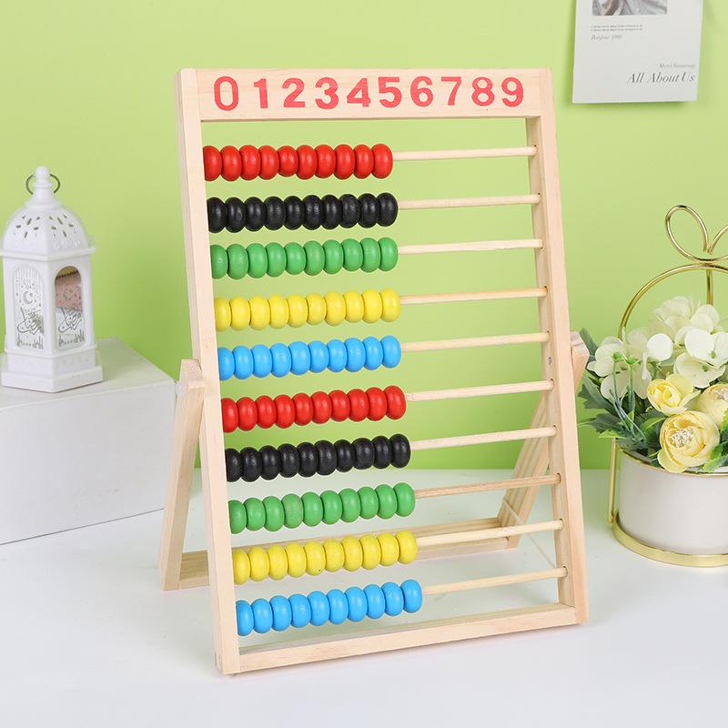 10-Row Wooden Abacus for Elementary School Math: Early Childhood Addition, Subtraction, and Counting Teaching Aid.