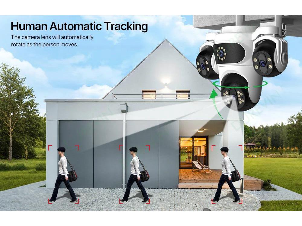 ICsee HD Night Vision Waterproof Wireless Multi-Lens CCTV Monitor with Three Screens