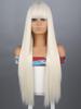 MISSQUEEN Women Fashion Long Straight Wig with Bangs White Brown Red Color Synthetic Fiber Straight Wig