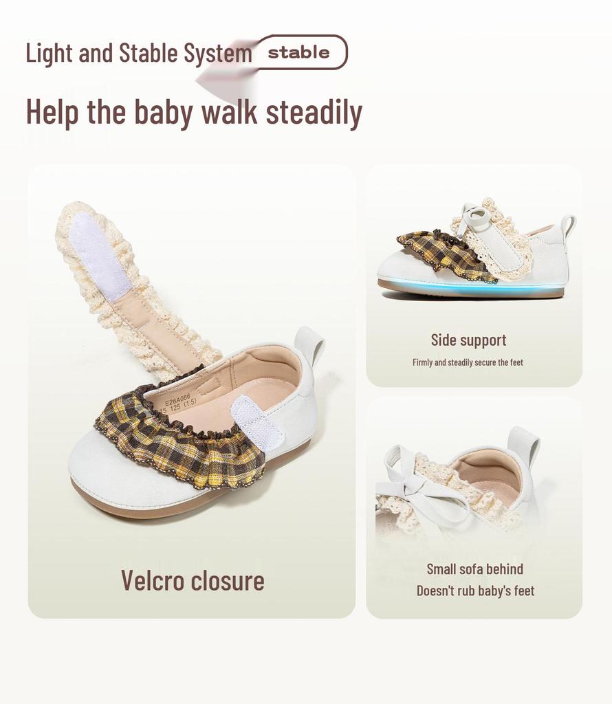 Yingbeimi Girls' First Steps Princess Shoes - 2026 Spring Collection for Kindergarten & Indoor Use