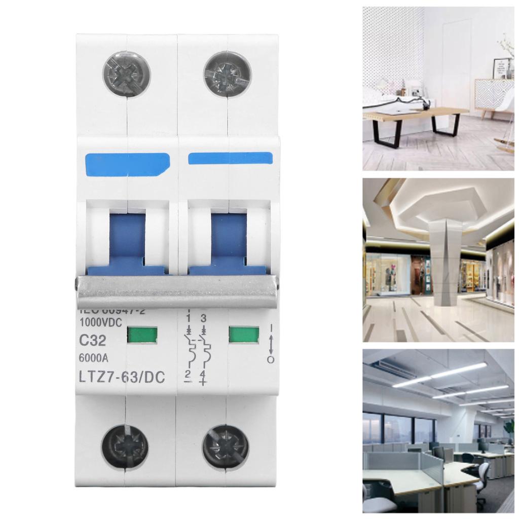 DC Miniature Circuit Breaker 2 Pole 1000V 32A DIN Rail Mount PV System Isolator Disconnect Switch