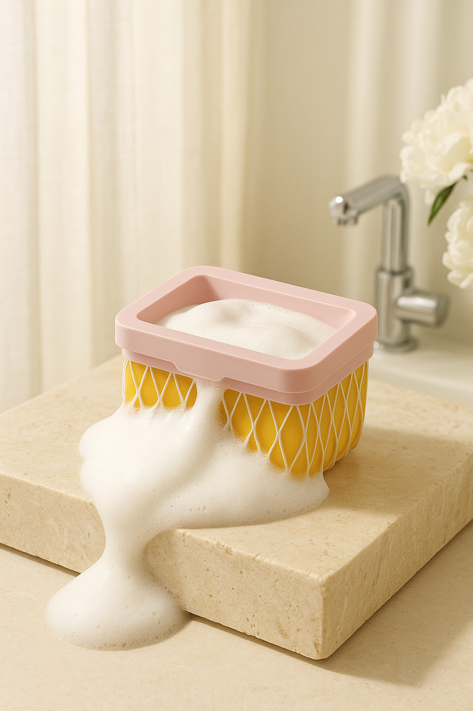 Soap Box 2 in 1 Highly Elastic Mesh Soap Bubble Case Drainage Double Layers Soap Cleaning Storage
