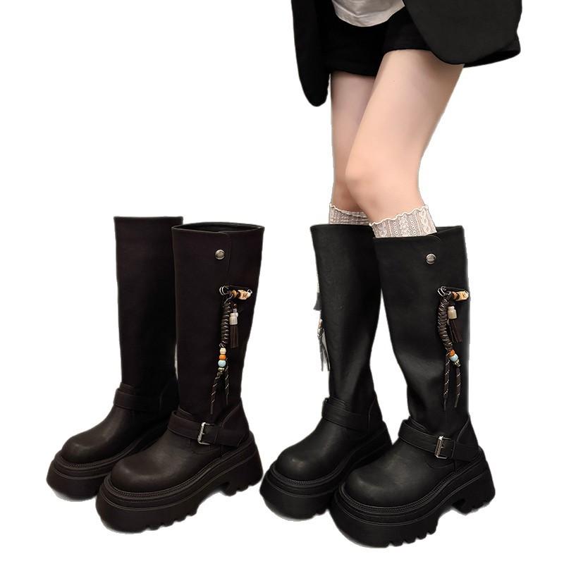 But Knee Boots Women's Thick Legs 2025 New Autumn and Winter Black Thin Boots Small Thick-soled High Knight Boots