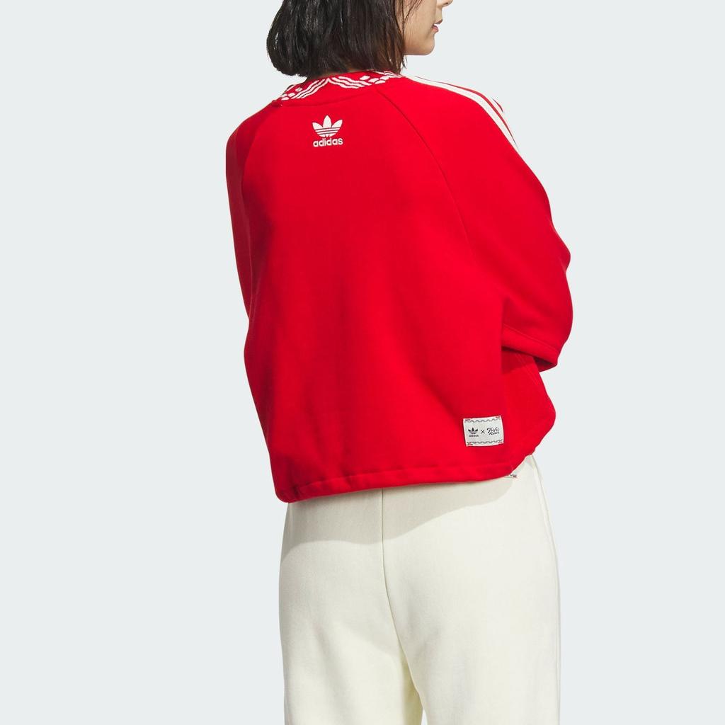 Adidas Originals X Feifei Ruan FW23 New Year Classic Three-Stripe Crew Neck Sweatshirt Women Tops Red IX4228