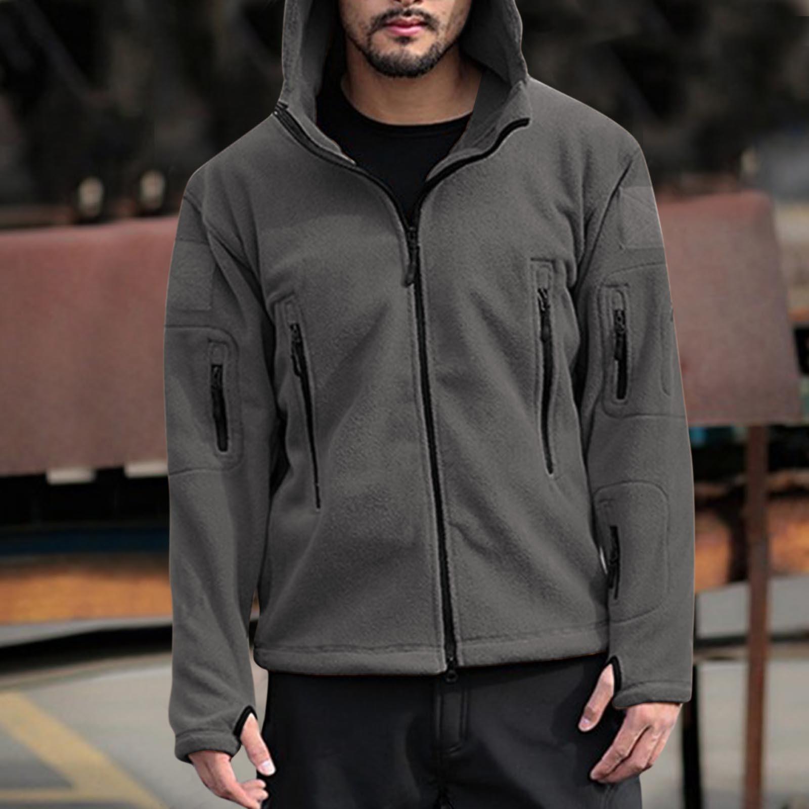 

Мужская уличная теплая флисовая куртка с капюшоном и защитой от холода XXXXL