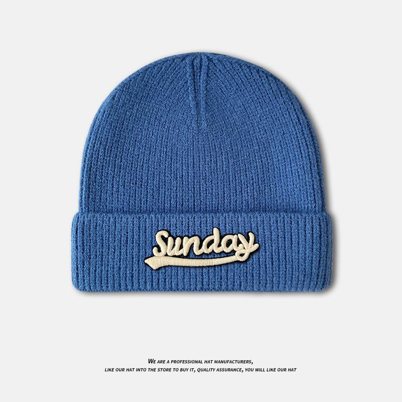 Autumn and winter alphabet wool hat femininity versatile ear protection knitted hat new face small warm cover hat men