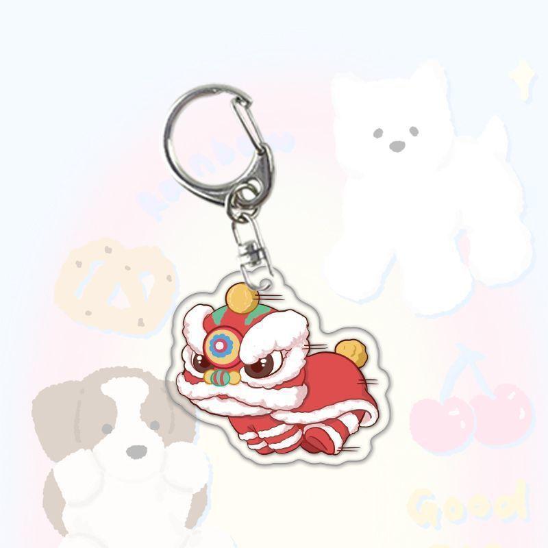 Running Animal Cat Dogs Pets Acrylic Funny Toy Animal Key Ring for Women Men DIY Car Handbag Phone Case Pendant Accessories Gift