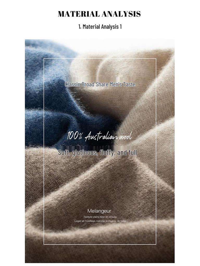 Herren Pullover aus reiner Wolle, halbhochgeschlossen, nahtlos - Herbst/Winter Strickware, Basisschicht Pullover