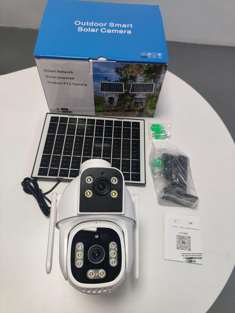 Dual-Screen AOV Solar-Powered Outdoor Surveillance Camera with 360° Full-Color Night Vision