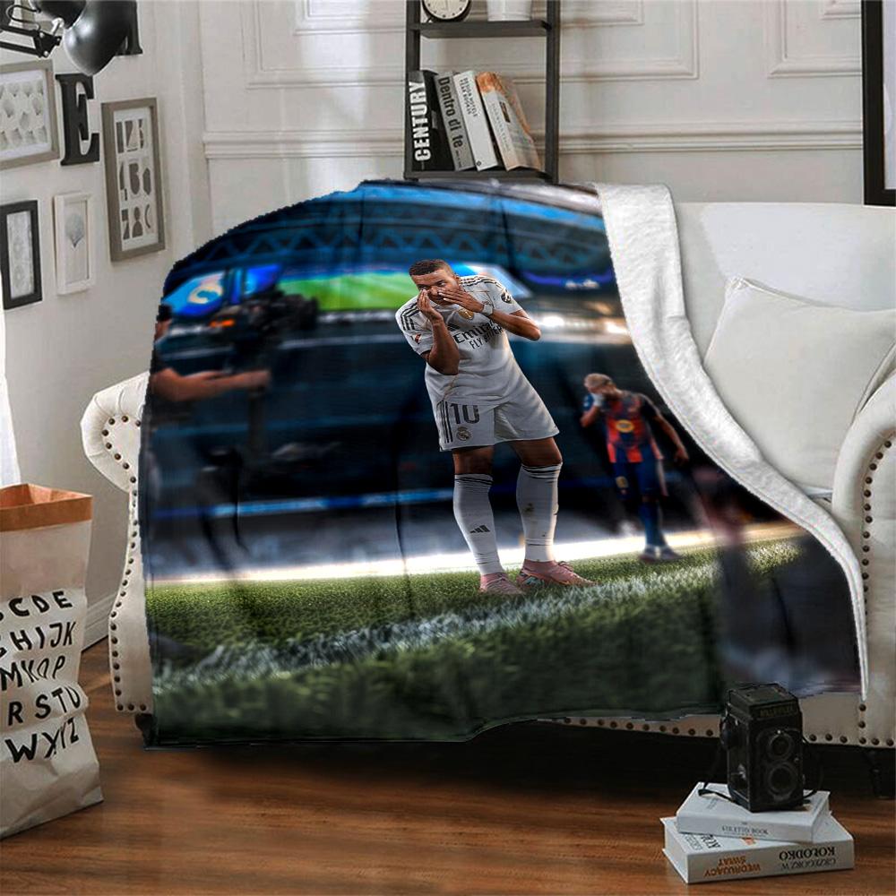 Star Player Kylian Mbappé Blanket Comfortable Great for Bedding Livingroom Picnics Four Seasons Universal Stylish Decor