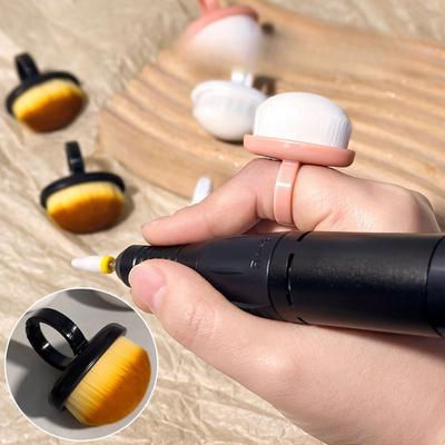 Nagelstaubpinsel Fingerring Weiche Borstenbürste zur Reinigung von Fingernägeln Nagelbürsten Vorbereitung Maniküre-Werkzeuge Rougepinsel