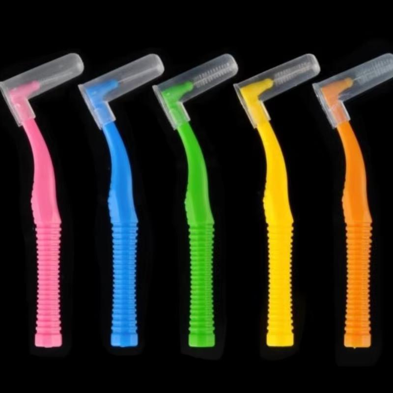 20Pcs Push-Pull Interdental Brush L-Type For Orthodontic Braces Micro Soft Brush Brackets Cleaning Toothpick