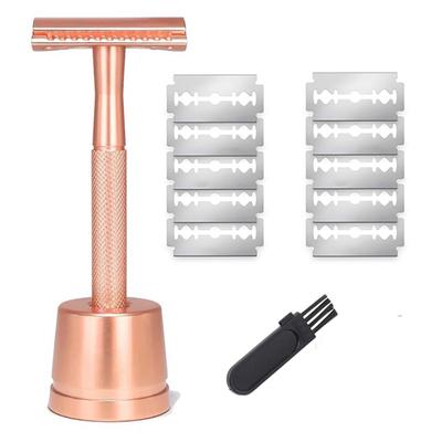 Paslanmaz Çelik Çift Kenarlı Güvenlik Tıraş Bıçağı Erkek Metal Yeniden Kullanılabilir Tıraş Bıçağı Standı Metal Tıraş Bıçakları Erkek