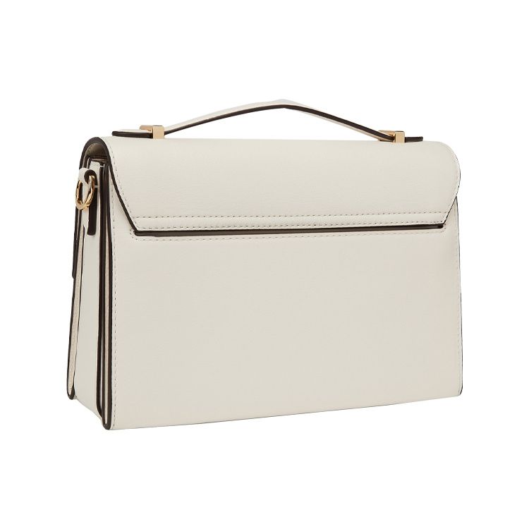 Michael Kors Hendrix Metal Buckle Decor Flap Leather Crossbody Bag Medium Women Bags Pure-White 30F0G1HM2L-085