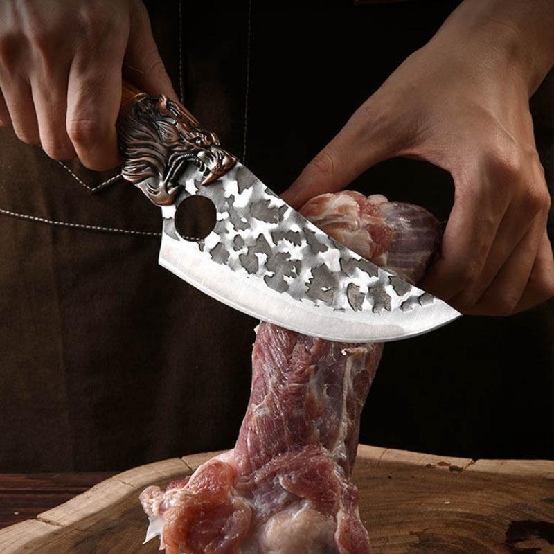 Stainless Steel Butcher's Boning Knife Meat Cleaver Kitchen Knife Vegetable and Fruit Slicing Knife with Cover