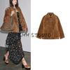 Fall New Women's Clothing Commute Style Single Row Multi-Buckle Long Sleeves Lapel Suede Leather Jacket Outwear 2969061