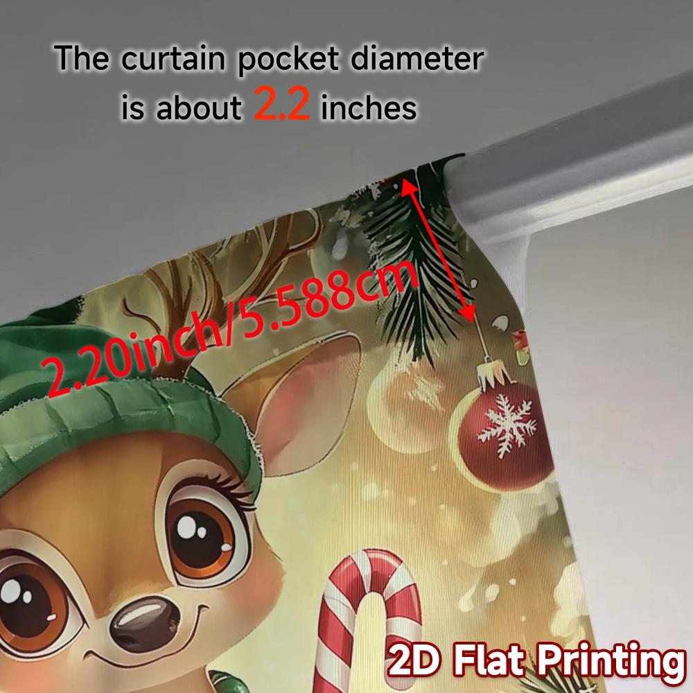 2pcs,Curtains Cute Christmas Deer with Ornaments (2) Modern Curtains&Window Treatment Fabric Curtains Versatile All for Kitchen