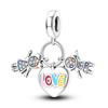 Fit Panoriginal Braceletscopper Valentine'S Day Couple Love Flower Charm Beads Diy Jewelry Souvenir Gift