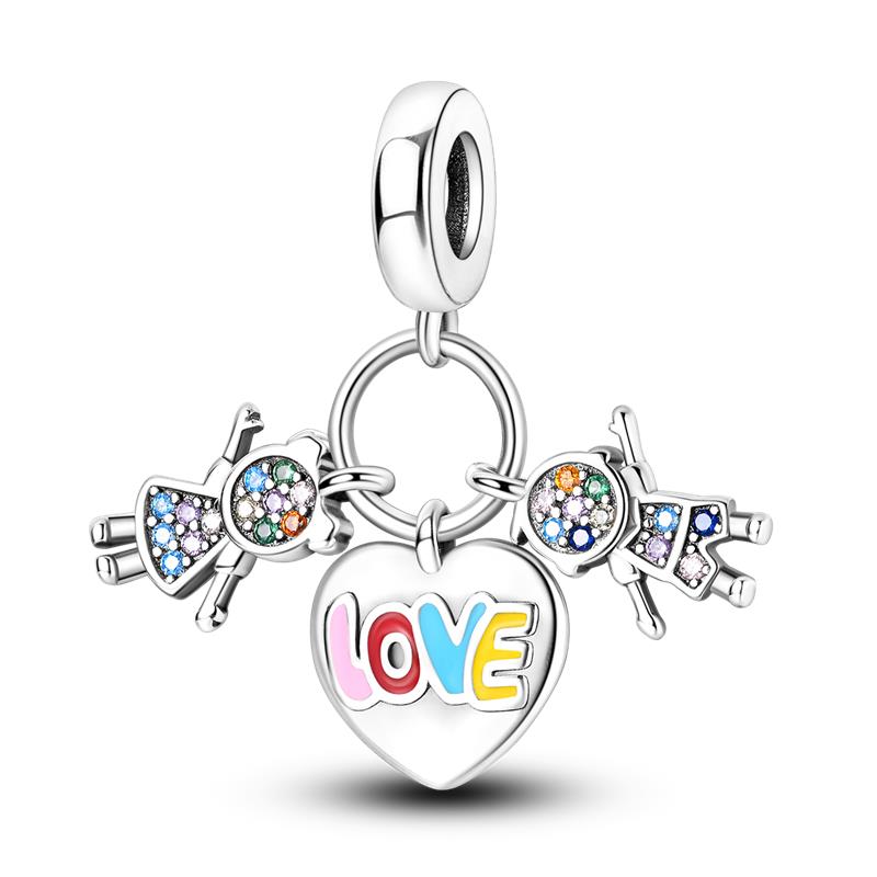 Fit Panoriginal Braceletscopper Valentine'S Day Couple Love Flower Charm Beads Diy Jewelry Souvenir Gift