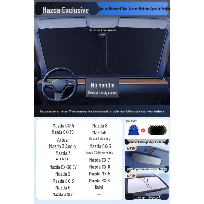Car Sun Visor Sunshade for Small Windows - Heat Insulation Curtain for Interior Windshield