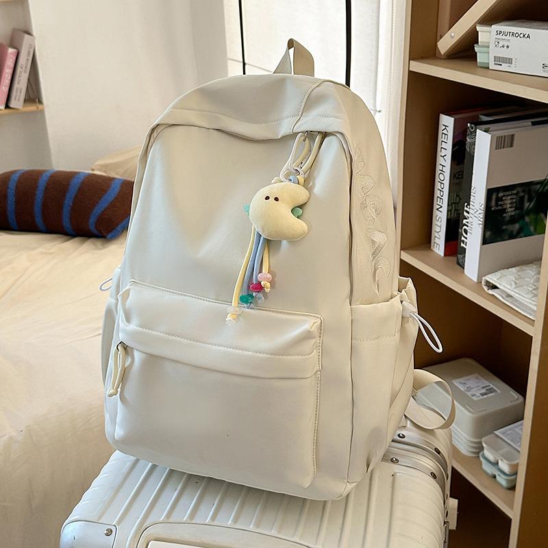 Schoolbag Korean Version Schoolbag Female Simple Style New Solid Color Japanese Backpack College Style Versatile Male Junior High School Student