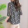 Elegant Temperament Printed Chiffon Blouse for Women Summer Fashion All-match Short Sleeve Shirt Summer Female Clothing