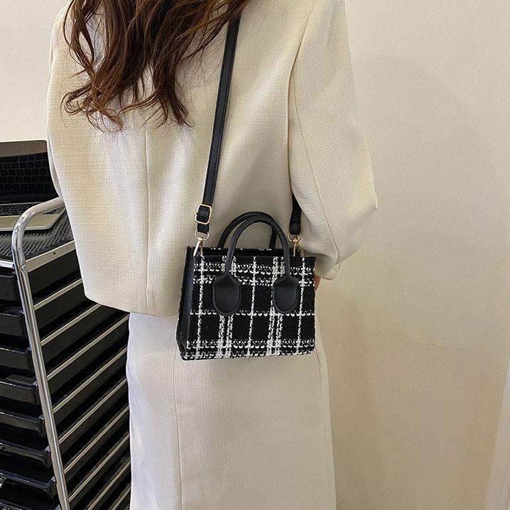 Mini geantă de mână pentru femei, cu model de verificare, geantă de umăr, geantă de messenger, geantă de doamnă, rafinată