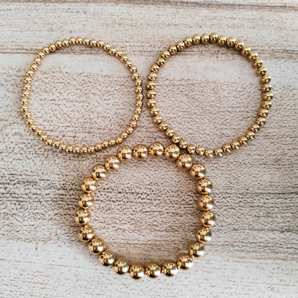 18K Gold Stainless Steel Layered Bead Bracelet Set