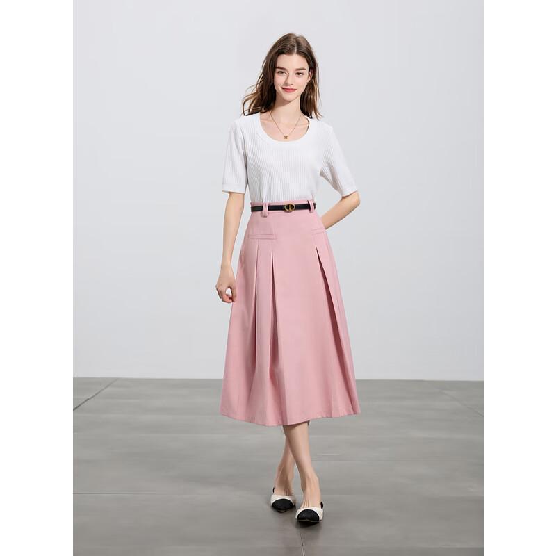Sancai Women s Pleated A-Line Midi Skirt S