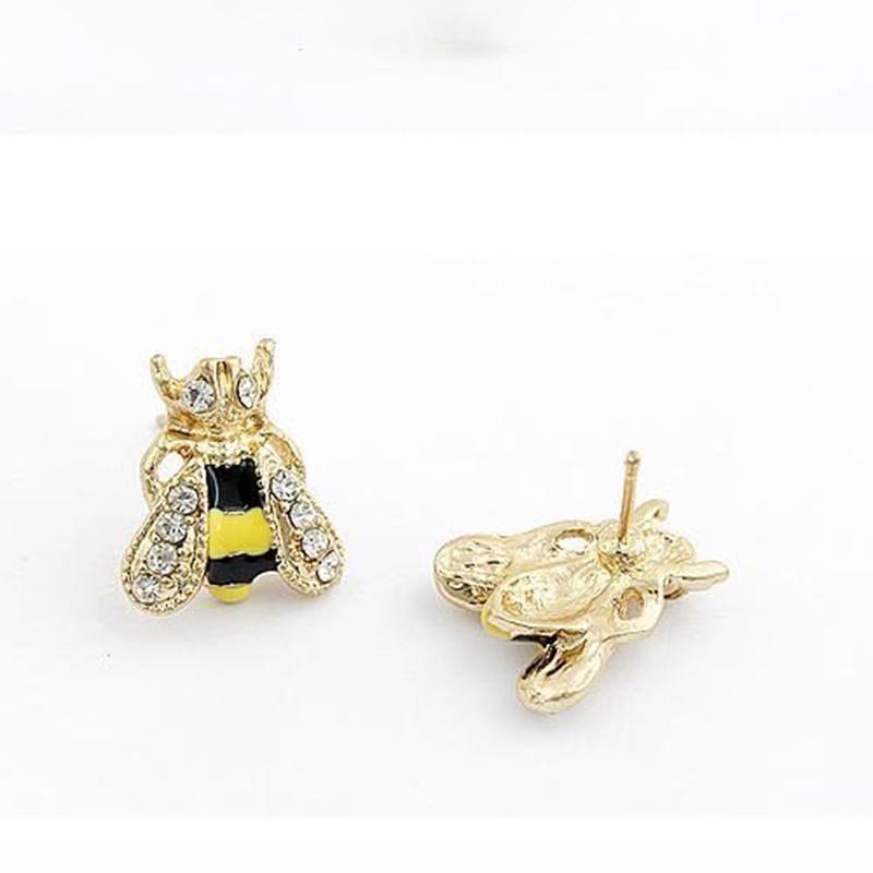 Boucles d'oreilles puces en forme d'abeille pour femme avec revêtement émaillé