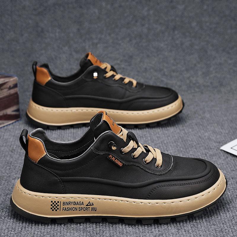 

Fashion 2025 Spring New Men s Low Cut Casual Sport Shoes Fashion Trend Comfortable Shoes Thick Sole Color Blocked Design Chunky sneakers 39 чёрный