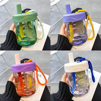600Ml Straw Cup With Leak-Proof Lid For Lady Cute Food Grade Heat Resistant Cup Tea Separation Filter Cups With Handle Water Cup
