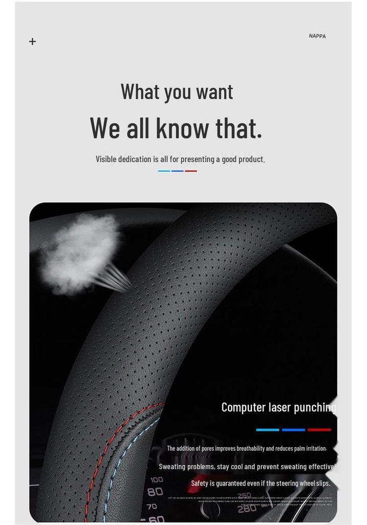 Compatible Leather Steering Wheel Cover for Honda Civic Generations 8-11, No Sewing Required, Slim Design.