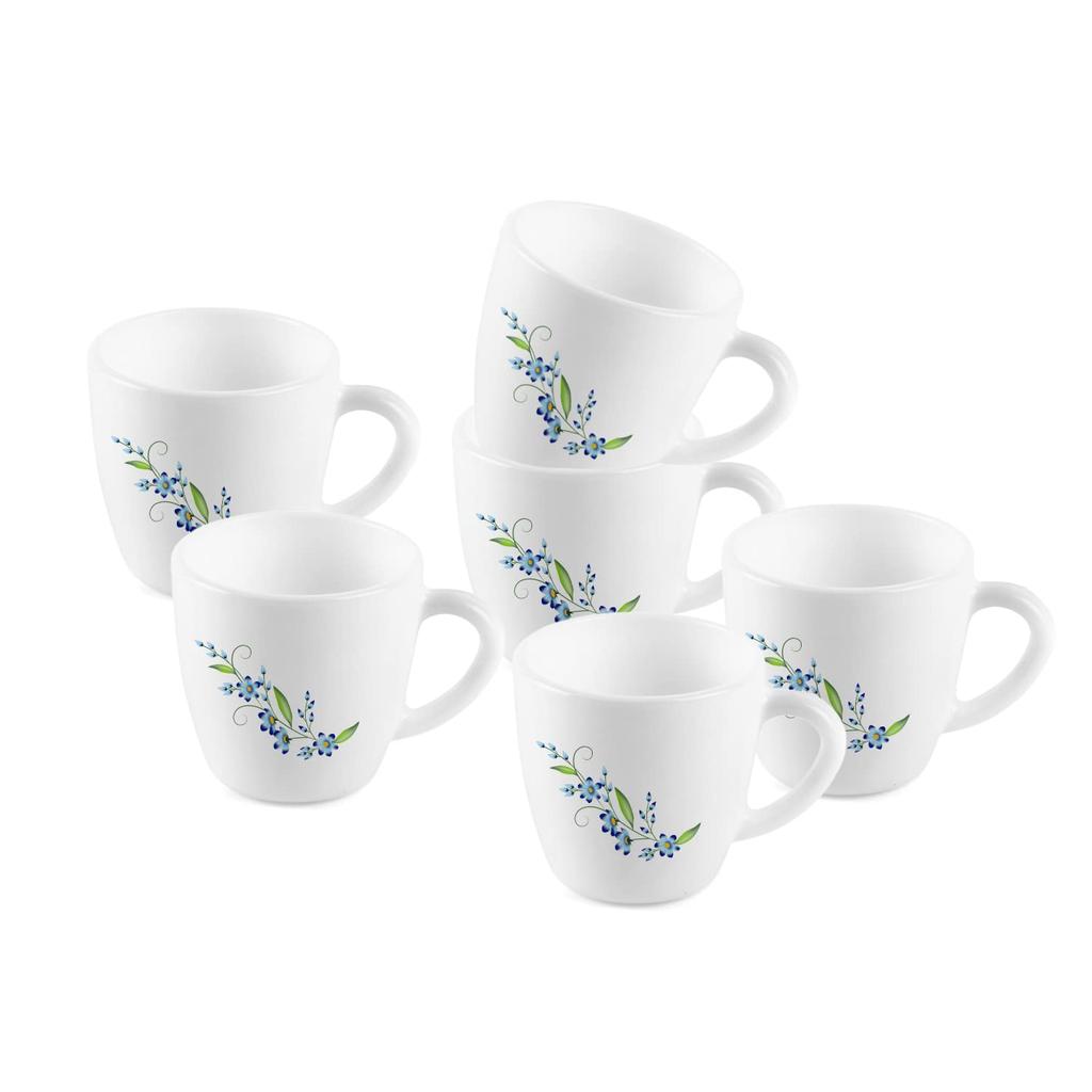 CELLO Microwave Safe Floral Mug Set For Tea Or Coffee Use With Leak Proof Design And Elegant Blue Creeper Pattern