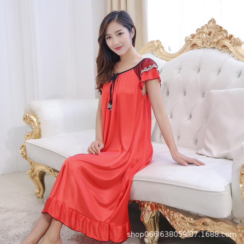 

Летняя женская ночная рубашка Ice Silk: Сексуальная, прозрачная, забавная пижамная длинная юбка L