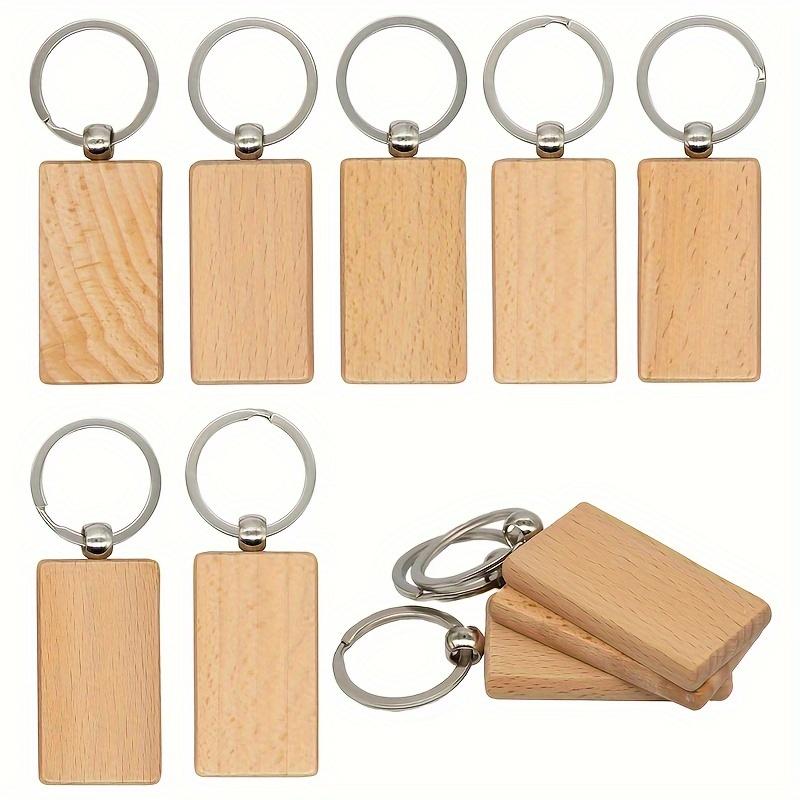 Wooden Keychain Blanks with Ring Buckle, Assorted Wood Key Tags for DIY Engraving, Crafts, Valentine'S Day Gift, Ladies Key Ring Set